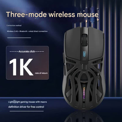 Tri-Mode Wireless Gaming Mouse - 1KHz Polling, 10000 DPI, Digital Display, Lightweight 73g(White) - Image 2