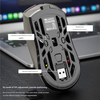 Tri-Mode Wireless Gaming Mouse - 1KHz Polling, 10000 DPI, Digital Display, Lightweight 73g(White) - Image 5