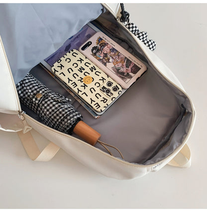 Large Capacity Nylon Backpack - Fits Tablet, A4 Magazines, Umbrella - Multiple Pockets & Adjustable Straps(white) - Image 6