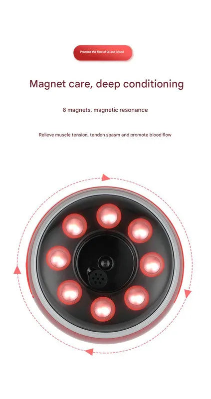 Smart Electric Cupping & Gua Sha Massager with Red Light Therapy & Magnetic Stones - 5 Levels, Rechargeable(red) - Image 4