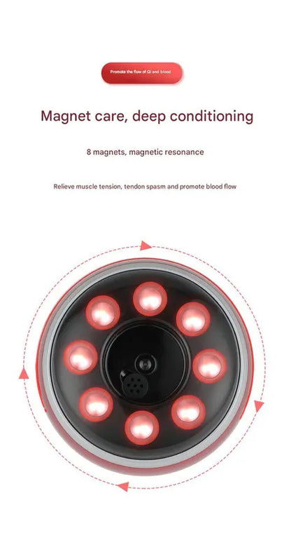 Smart Electric Cupping & Gua Sha Massager with Red Light Therapy & Magnetic Stones - 5 Levels, Rechargeable(red) - Image 4