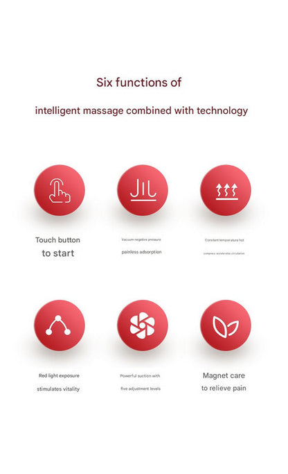 Smart Electric Cupping & Gua Sha Massager with Red Light Therapy & Magnetic Stones - 5 Levels, Rechargeable(black) - Image 3