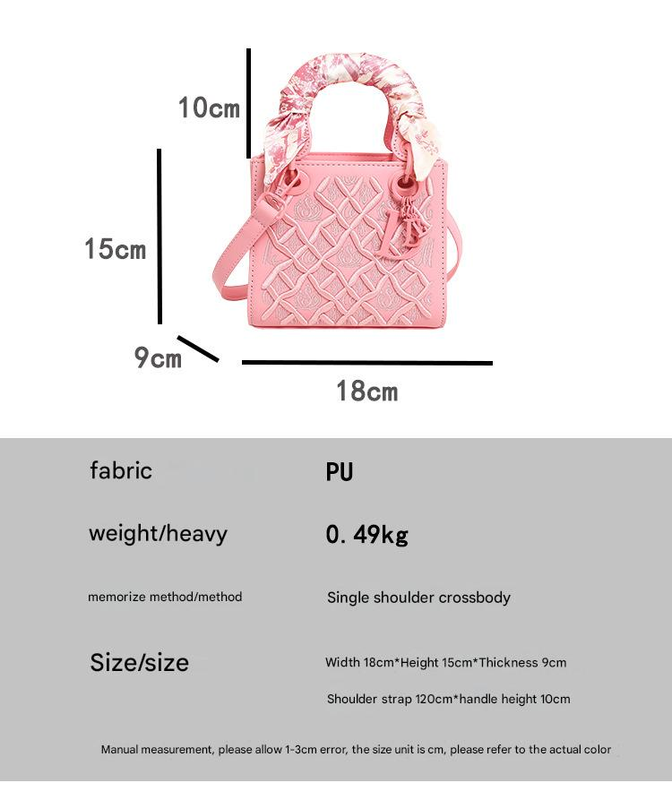 Elegant Embossed PU Leather Handbag with Scarf Detail - Versatile Top-Handle & Crossbody Bag(white) - Image 4
