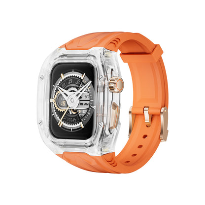 Transparent PC+TPU Sports Watch Strap & Case for Smart Watch - Raised Edge Protection, Wireless Charging Compatible(Orange transparent)