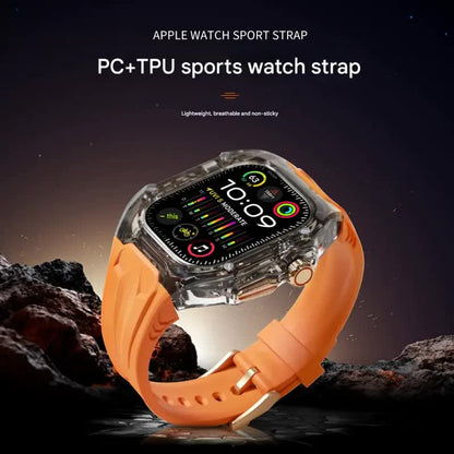 Transparent PC+TPU Sports Watch Strap & Case for Smart Watch - Raised Edge Protection, Wireless Charging Compatible(Yellow transparent black) - Image 3