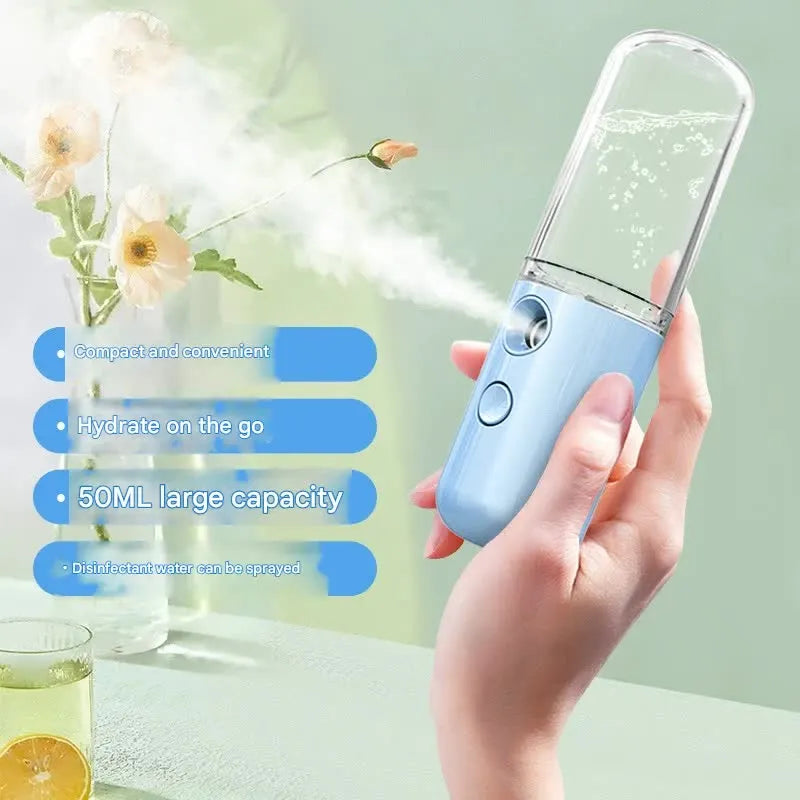 Two Portable Nano Facial Sprayer - 50ml USB Rechargeable Moisturizing Disinfectant Sprayer(white) - Image 3