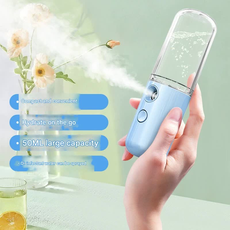 Two Portable Nano Facial Sprayer - 50ml USB Rechargeable Moisturizing Disinfectant Sprayer(Light pink) - Image 3