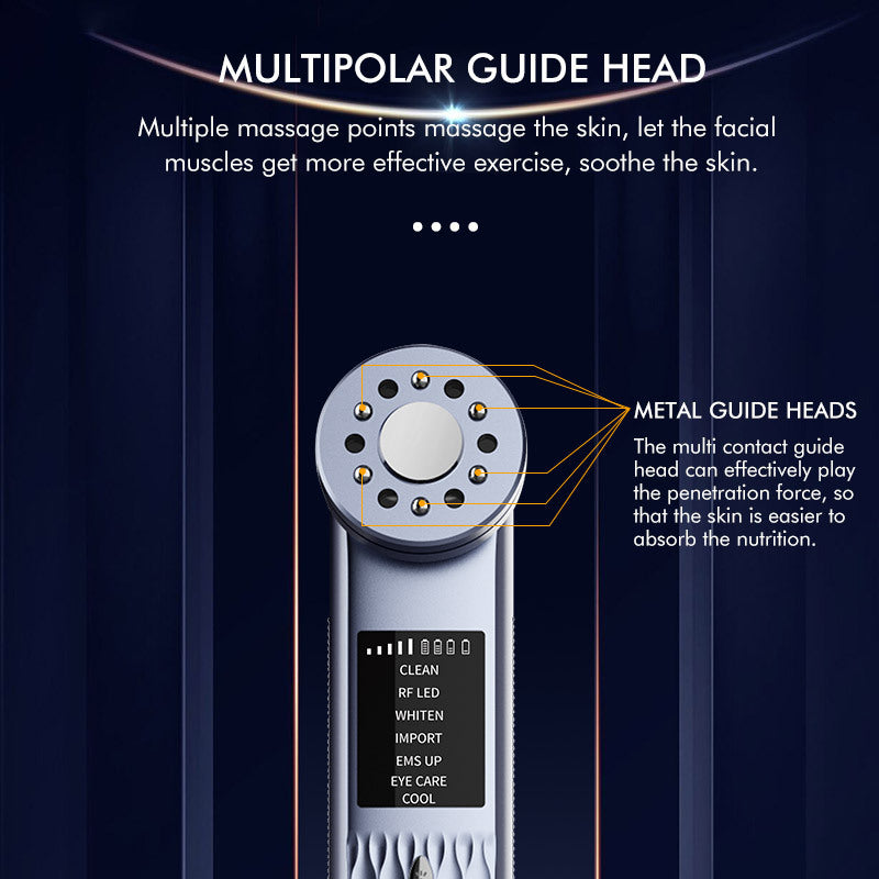 Multi-Functional Facial Beauty Device - Ultrasonic, EMS, RF LED, Cool Therapy & Eye Care(white) - Image 3