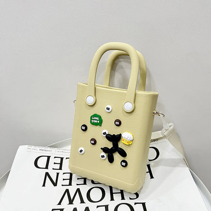 EVA Large Capacity Crossbody & Handbag - Customizable with Charms, Lightweight & Versatile,Khaki (with DIY accessories)