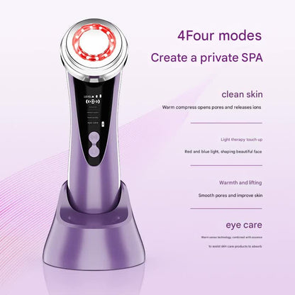 4-in-1 Facial Beauty Device - LED Light Therapy, Warm Lifting, Ion Cleansing & Eye Care(red) - Image 4