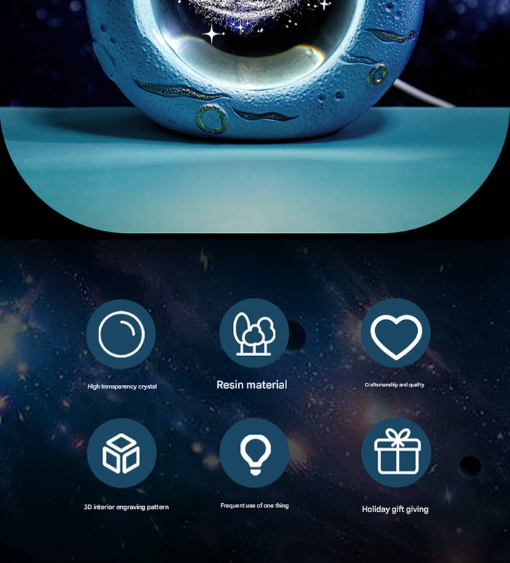 Celestial Ring LED Crystal Ball Lamp - 3D Engraving, Unique Gift (Jellyfish) - Image 2