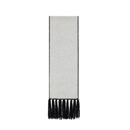 Beige Contrast Edge & Tassel Scarf - Chic Autumn/Winter Neckwear (190x30cm) - Image 2