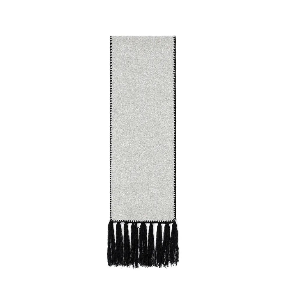 Beige Contrast Edge & Tassel Scarf - Chic Autumn/Winter Neckwear (190x30cm) - Image 2