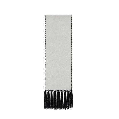 Beige Contrast Edge & Tassel Scarf - Chic Autumn/Winter Neckwear (190x30cm) - Image 2