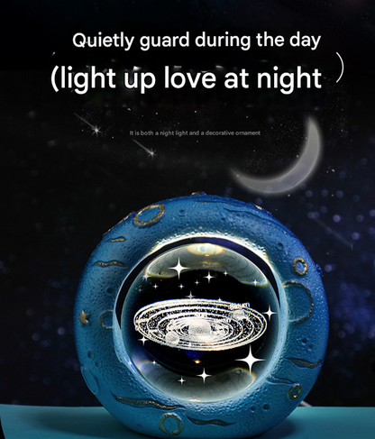 Celestial Ring LED Crystal Ball Lamp - 3D Engraving, Unique Gift (Walking in the Starry Sky) - Image 4