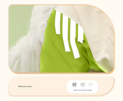 Colorblock (Beige blue) Dog Raincoat - Waterproof with Hood and Reflective Strips (Size L) - Image 3