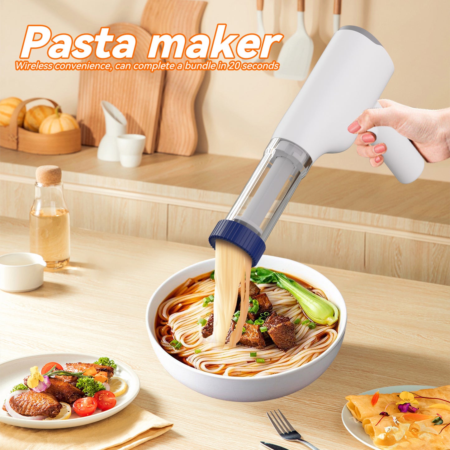 Blue Portable Rechargeable Noodle Maker - Multiple Shaping Discs - Image 4