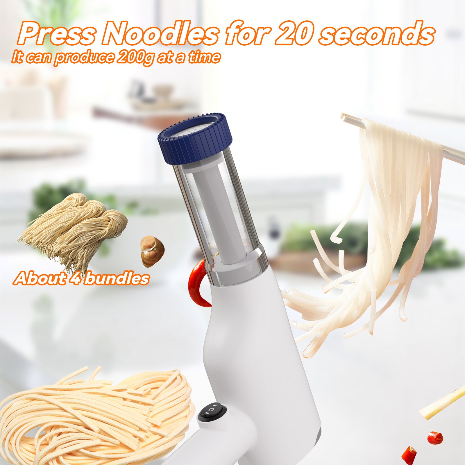 Blue Portable Rechargeable Noodle Maker - Multiple Shaping Discs - Image 5