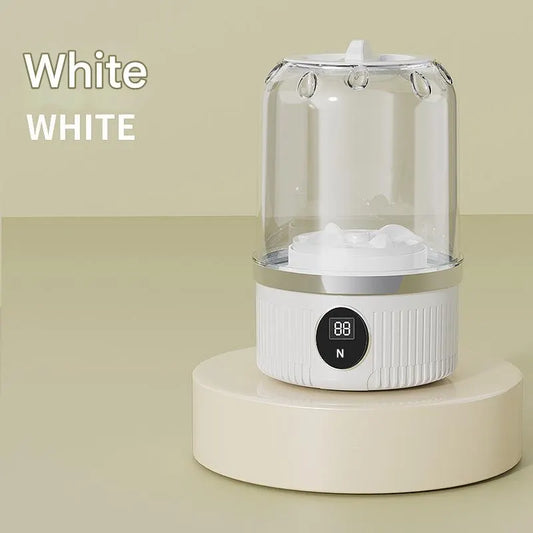 White Travel-Friendly Mini Washing Machine - USB Powered, Automatic, for Small Loads