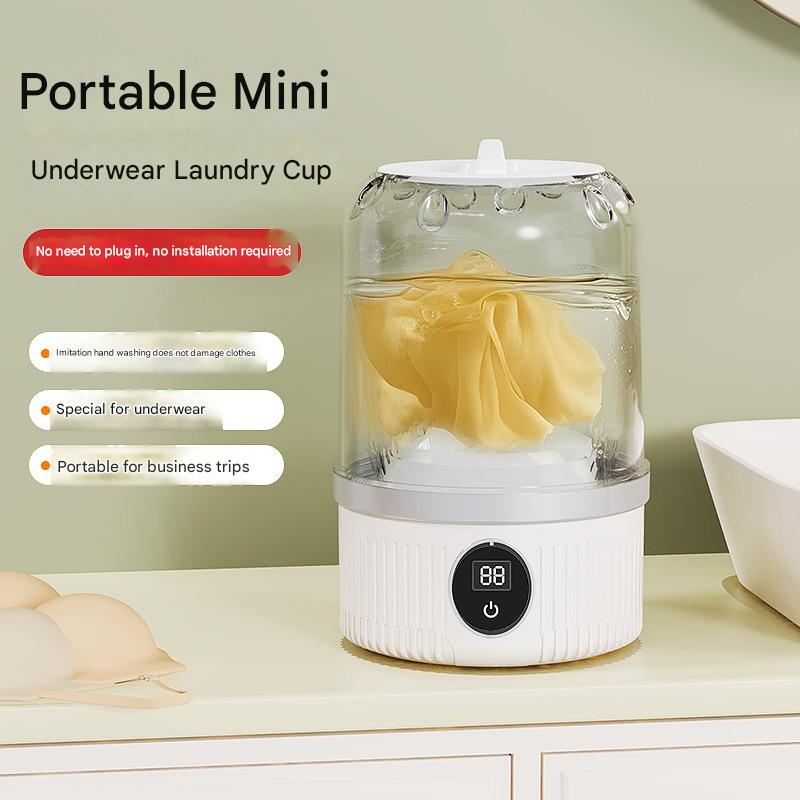 White Travel-Friendly Mini Washing Machine - USB Powered, Automatic, for Small Loads - Image 4