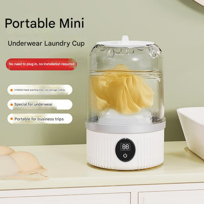 White Travel-Friendly Mini Washing Machine - USB Powered, Automatic, for Small Loads - Image 4