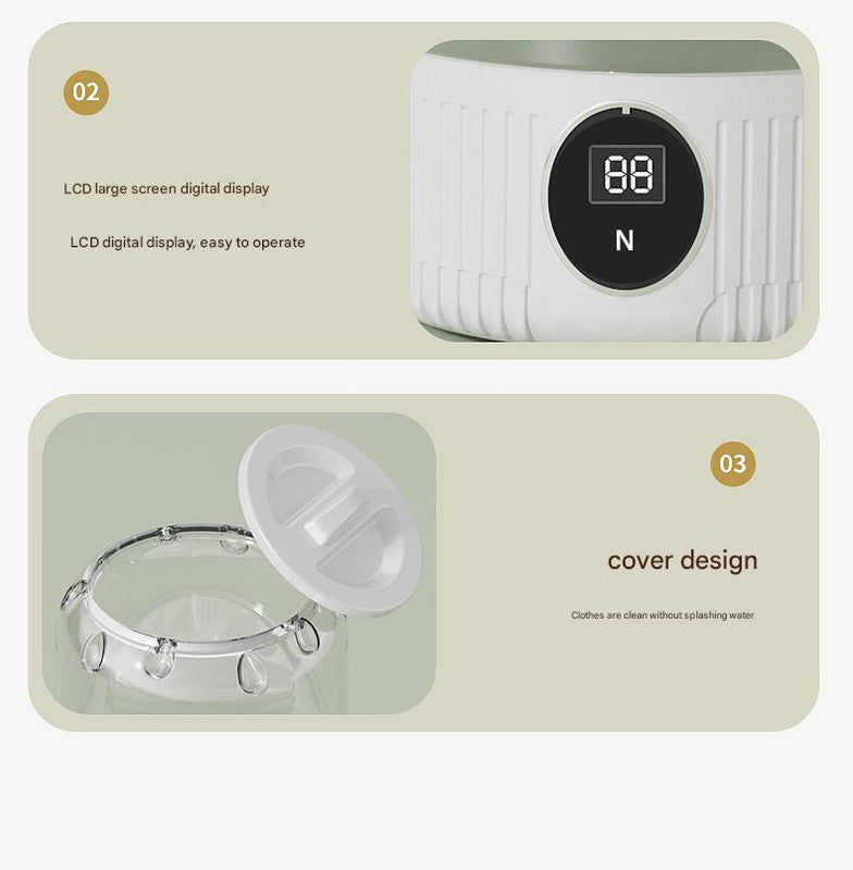 White Travel-Friendly Mini Washing Machine - USB Powered, Automatic, for Small Loads - Image 6