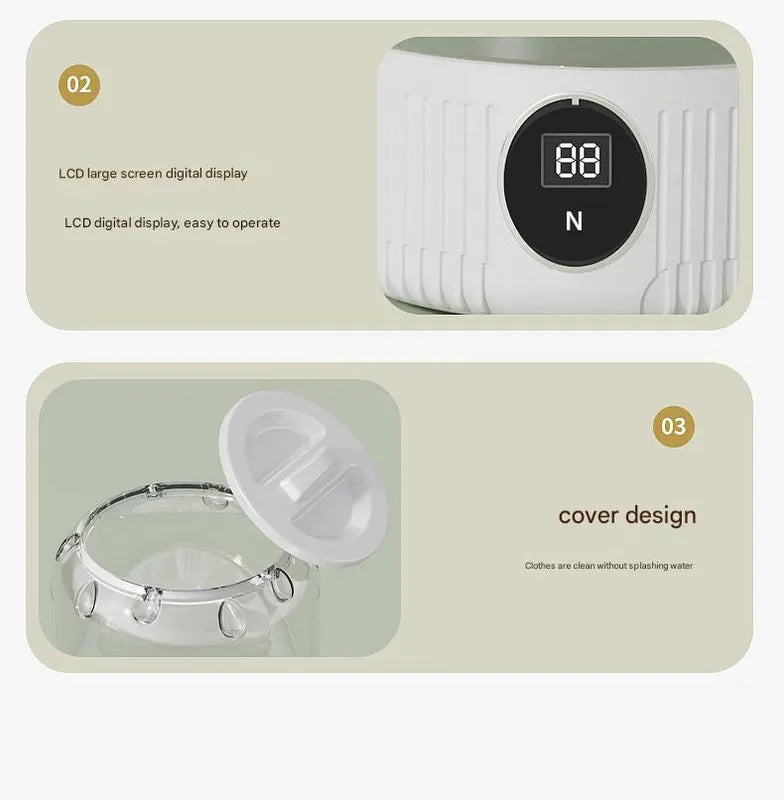 White Travel-Friendly Mini Washing Machine - USB Powered, Automatic, for Small Loads - Image 6