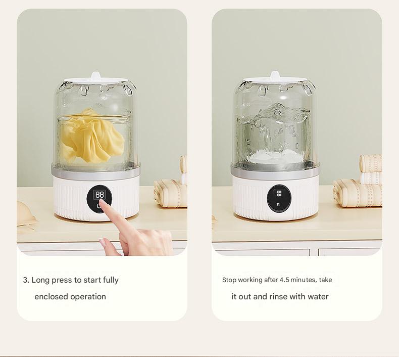 White Travel-Friendly Mini Washing Machine - USB Powered, Automatic, for Small Loads - Image 8