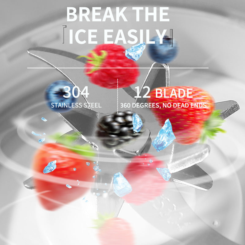 White Rechargeable Travel Blender Cup - 12 Blades, Digital Display, Self-Cleaning - Image 5