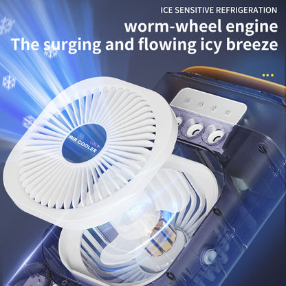 White 3-in-1 Portable Air Cooler Fan - Desktop Humidifier & LED Light, Nano Mist - Image 3