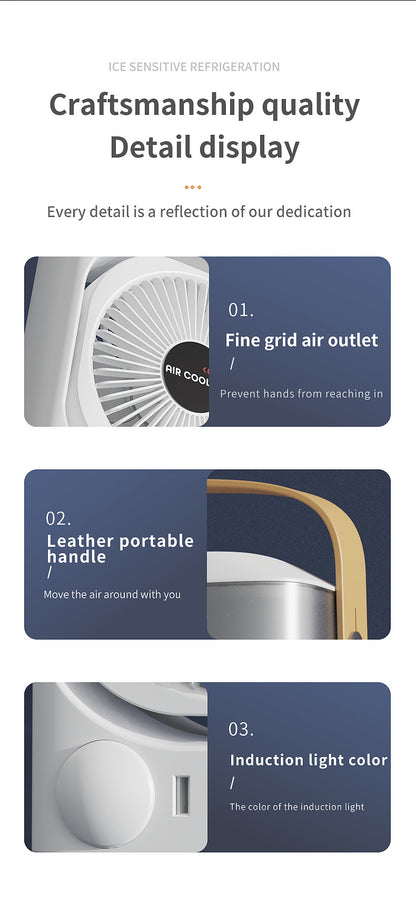 White 3-in-1 Portable Air Cooler Fan - Desktop Humidifier & LED Light, Nano Mist - Image 7