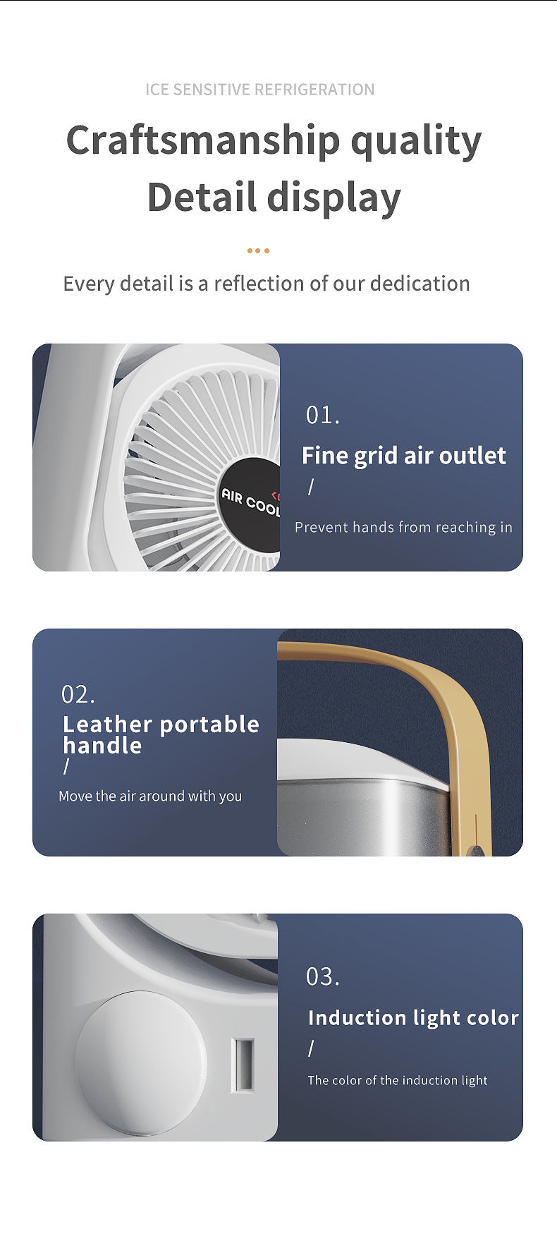 Black 3-in-1 Portable Air Cooler Fan - Desktop Humidifier & LED Light, Nano Mist - Image 7