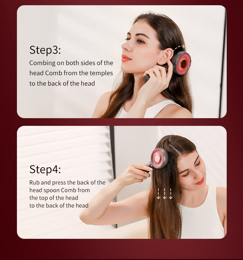 White Advanced Scalp Therapy Comb: Red/Blue Light, EMS & Serum Applicator - Image 7