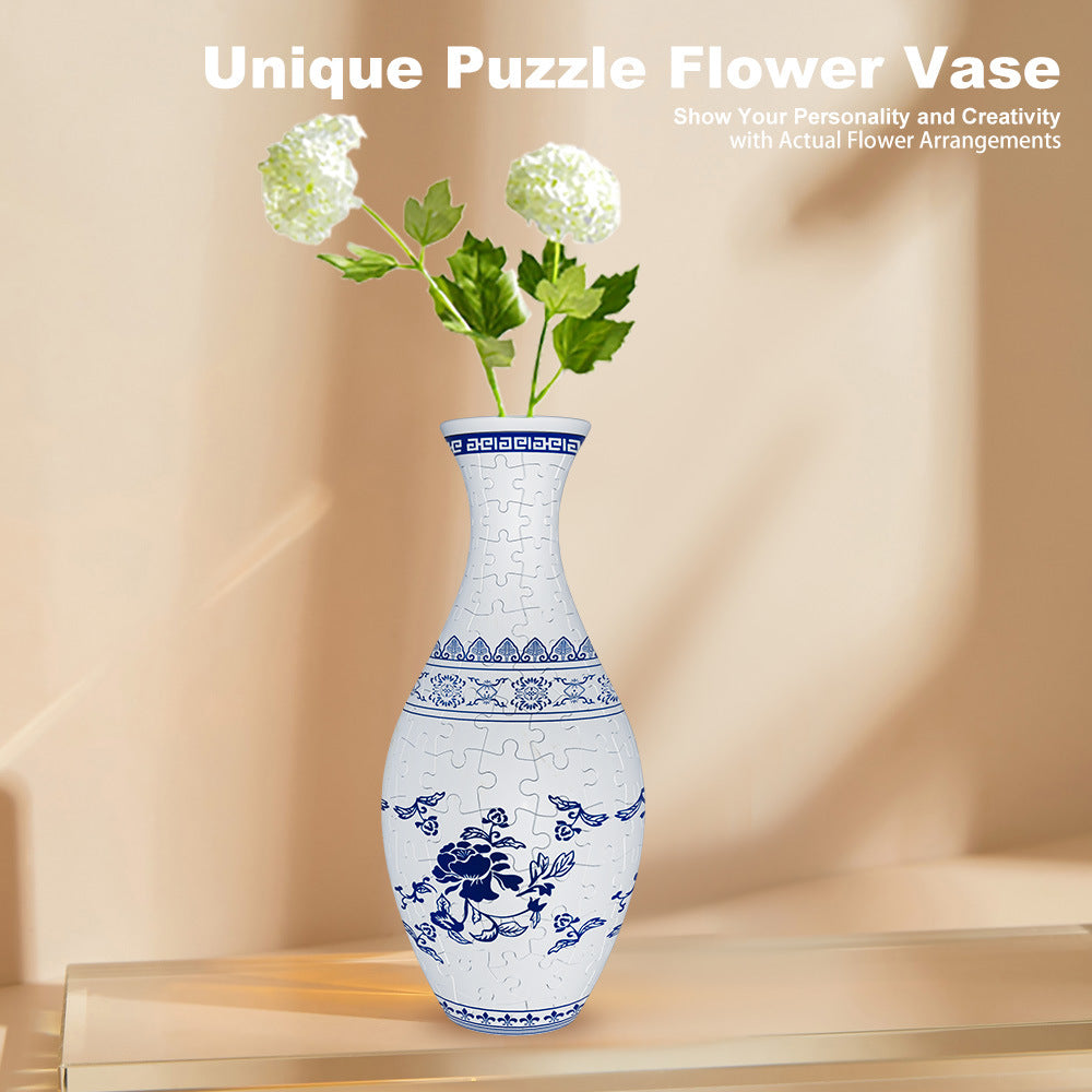 Unique 3D Puzzle Vase with Built-in Water Holder - Fun DIY Project (Castle) - Image 2