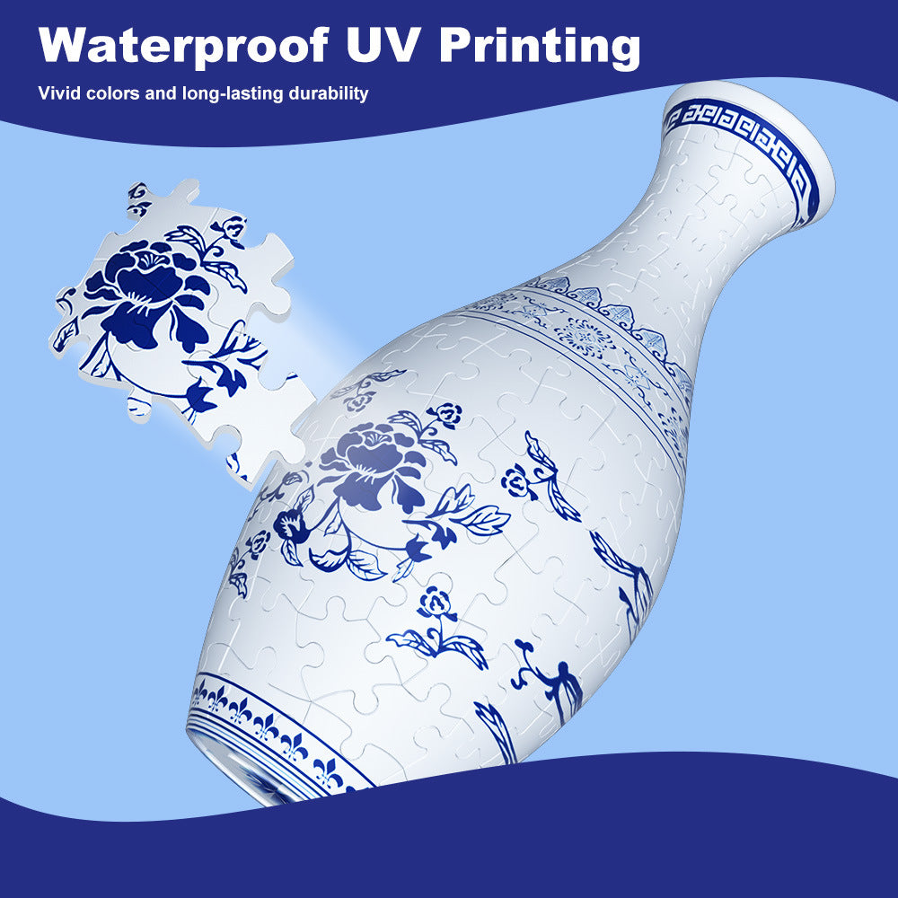 Unique 3D Puzzle Vase with Built-in Water Holder - Fun DIY Project (Waves) - Image 4