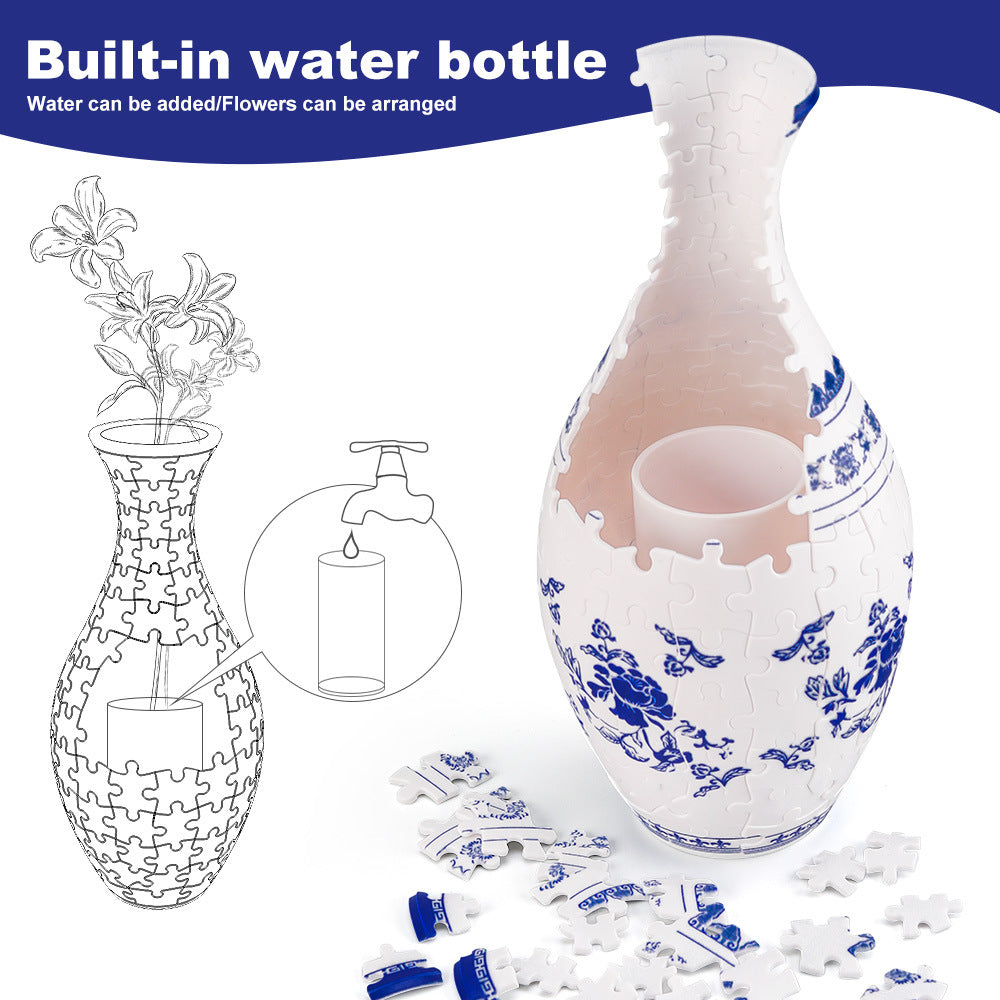 Unique 3D Puzzle Vase with Built-in Water Holder - Fun DIY Project (Autumn) - Image 5