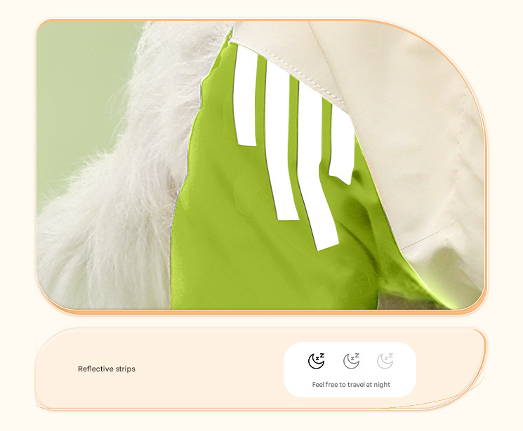 Colorblock (White Green) Dog Raincoat - Waterproof with Hood and Reflective Strips (Size S) - Image 3