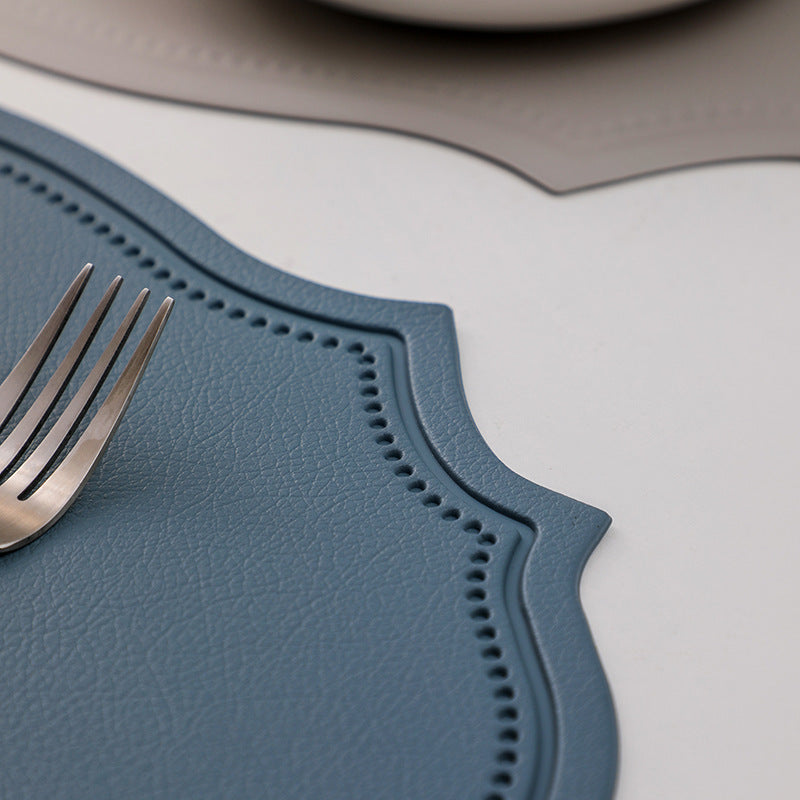 4 pcs Retro Faux Leather Placemat - Waterproof & Oil-Proof Dining Table Mat (Light blue) - Image 2