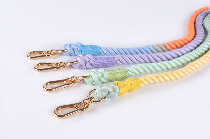 Premium Leather Pet Collar and Leash - Soft, Strong Braided Rope (Pink Purple - Size M) - Image 5