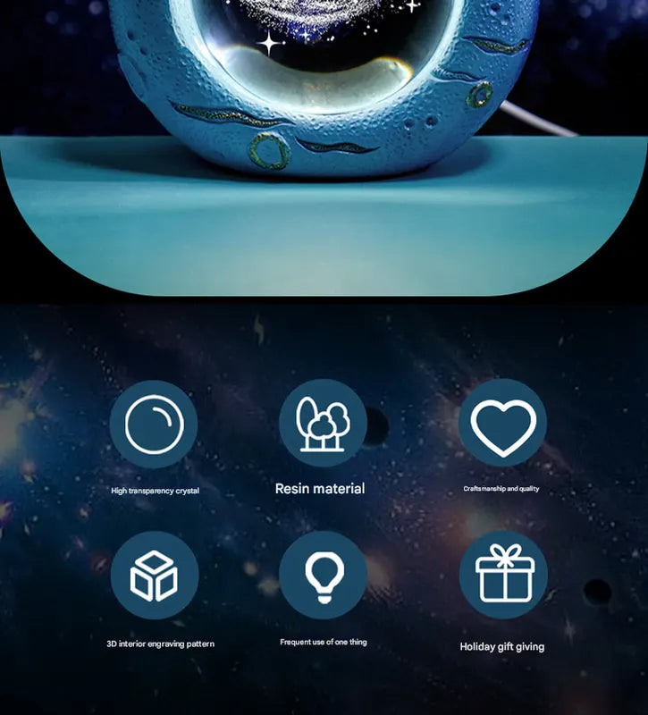 Celestial Ring LED Crystal Ball Lamp - 3D Engraving, Unique Gift (Love Cloud) - Image 2