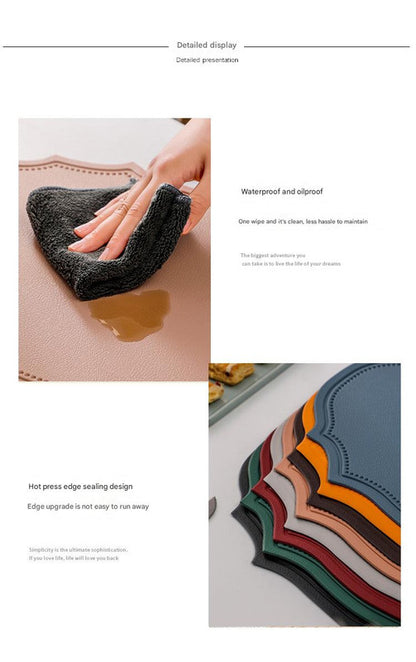 4 pcs Decorative Faux Leather Placemats - Unique Shape, Beautiful Packaging (Black) - Image 2