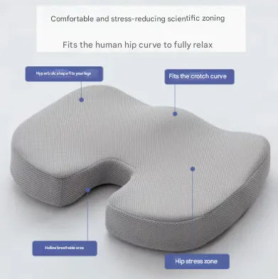 Grey Ergonomic U-Shaped Memory Foam Seat Cushion - Coccyx Relief & Posture Support with Breathable Cover - Image 4