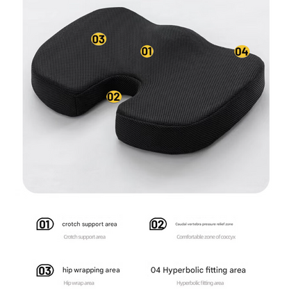 Grey Ergonomic U-Shaped Memory Foam Seat Cushion - Coccyx Relief & Posture Support with Breathable Cover - Image 6