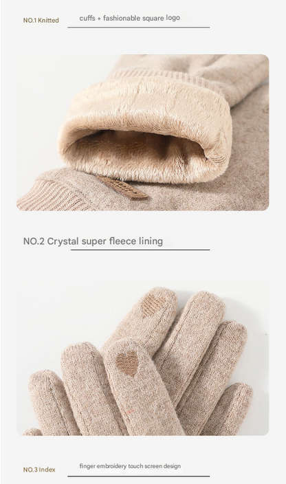 Black Elegant Women's Wool Blend Winter Gloves - Cozy Fleece-Lined Touchscreen Warmth - Image 7