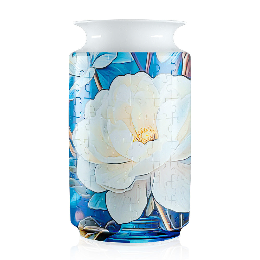 Colorful Style 3 DIY 3D Puzzle Vase - Creative Jigsaw Flower Holder with Waterproof Liner - Decorative Home Accent & Unique Gift