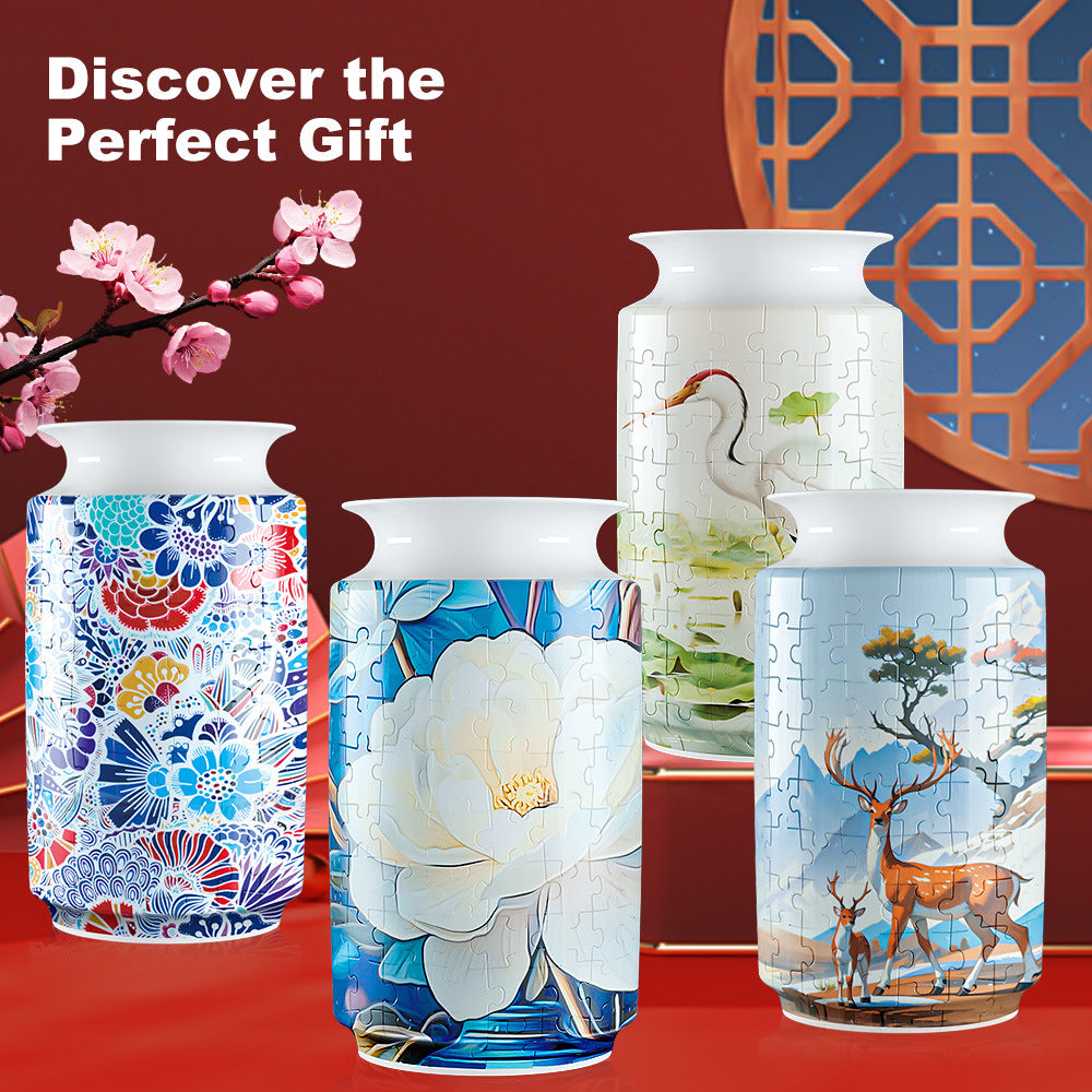 Colorful Style 4 DIY 3D Puzzle Vase - Creative Jigsaw Flower Holder with Waterproof Liner - Decorative Home Accent & Unique Gift  - Image 2