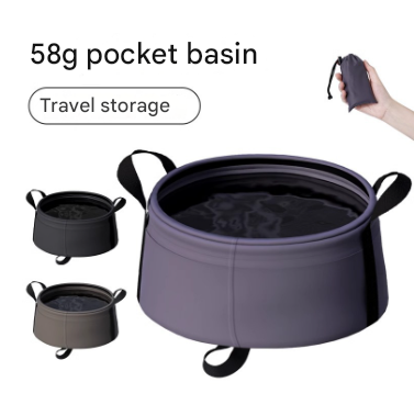 2 Pcs Dark Blue Ultra-Lightweight Collapsible Travel Basin - Waterproof Folding Bucket for Camping, Hiking & Outdoors (8.5L) - Image 2