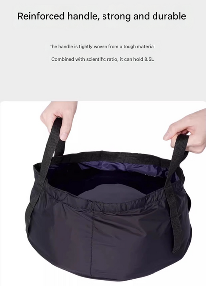 2 Pcs Dark Khaki Ultra-Lightweight Collapsible Travel Basin - Waterproof Folding Bucket for Camping, Hiking & Outdoors (8.5L) - Image 6