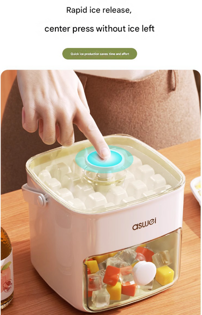 White Innovative Press-Release Ice Cube Maker - Dual Layer Trays & Storage Bin (48 Cubes) - Image 3