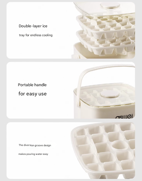 Green Innovative Press-Release Ice Cube Maker - Dual Layer Trays & Storage Bin (48 Cubes) - Image 7